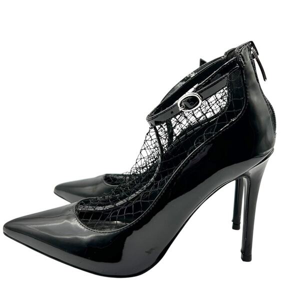 Nine West Women's Black FISHNET Zippered‎ High Heels Ankle Boots Size 5.5M - Picture 8 of 14